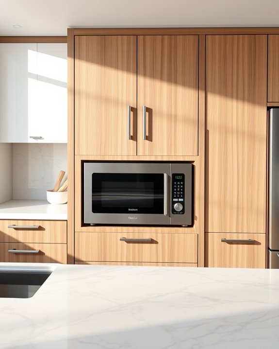sophisticated marble microwave surround
