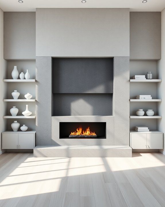 sophisticated monochromatic fireplace design