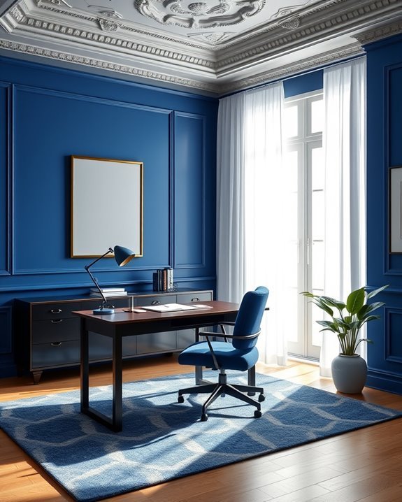 sophisticated royal blue workspace