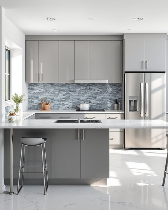 sophisticated silver kitchen cabinets