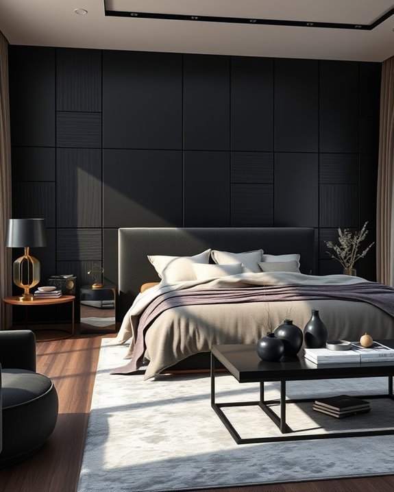 sophisticated textured black panels