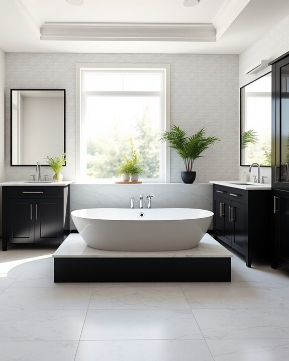 spa like black cabinet bathrooms