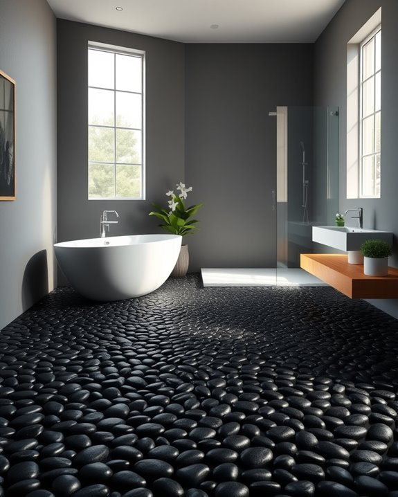 spa like black pebble stone