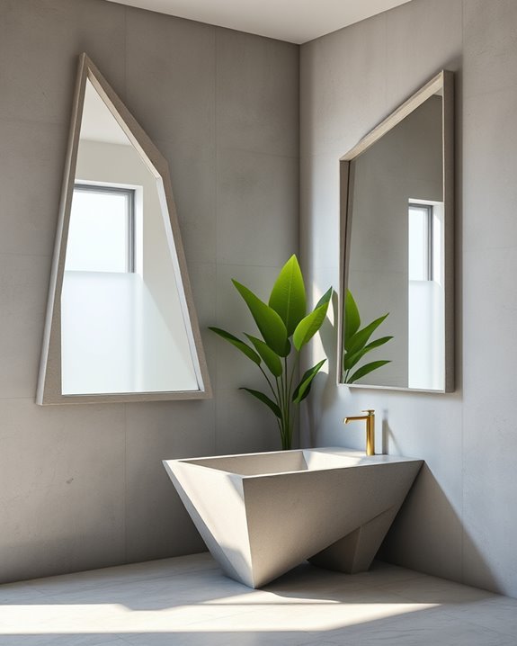 statement concrete mirror accent