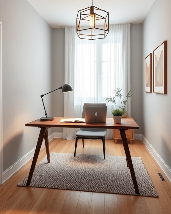 statement lighting enhances workspace