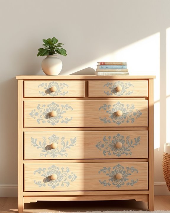stenciled dresser drawer upgrade