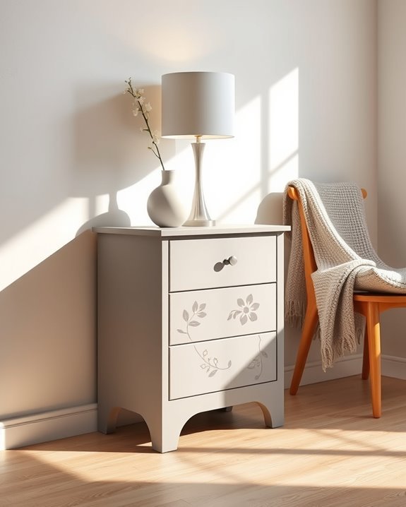 stenciled nightstand makeover project