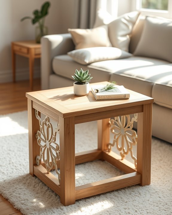 stenciled side table design