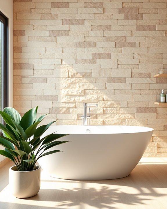 stone wall bathroom accents