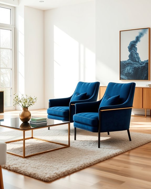striking black and blue chairs