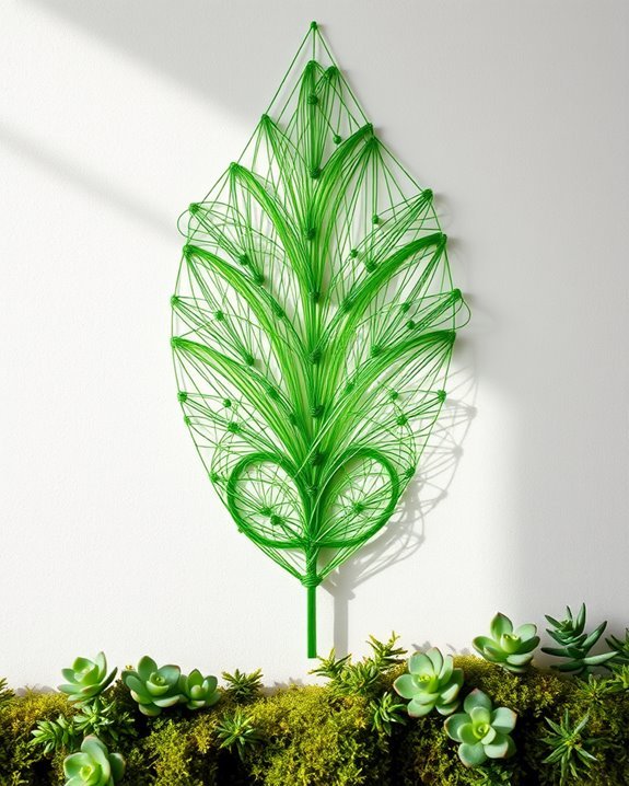 string art with greenery