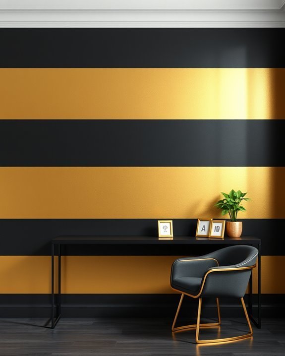 striped black and gold walls