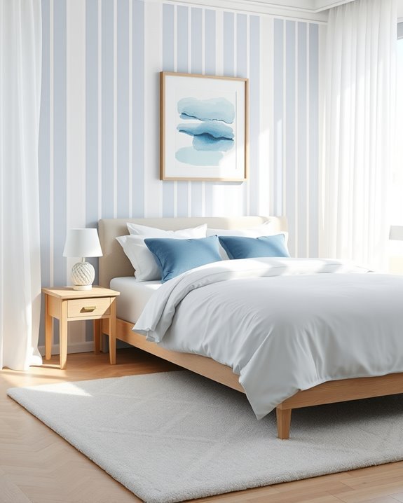 striped wallpaper bedroom elegance