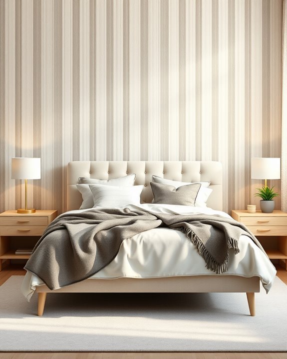 striped wallpaper creates depth