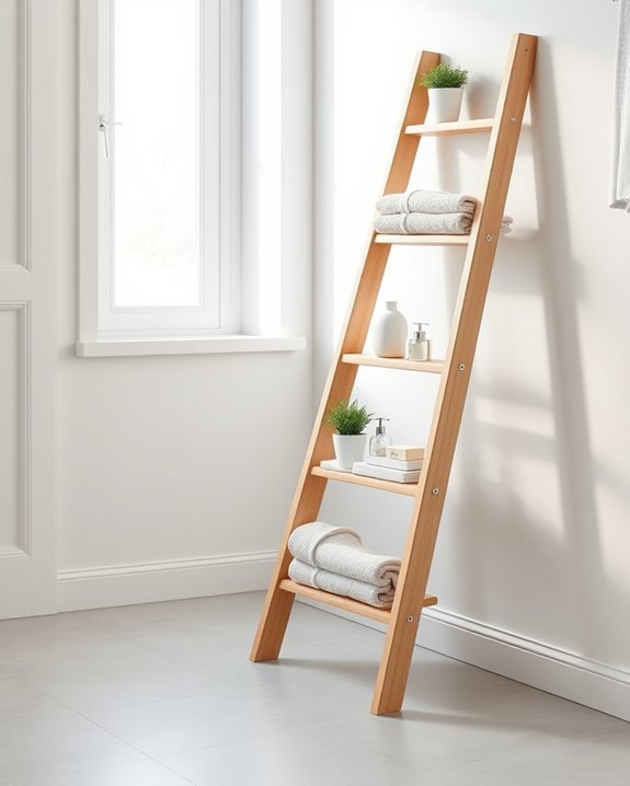 stylish bathroom ladder storage