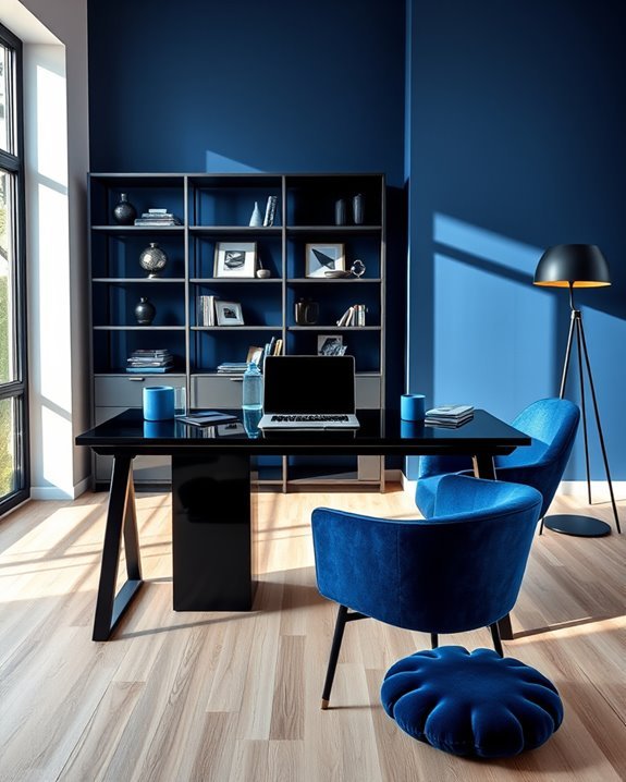 stylish black and blue office