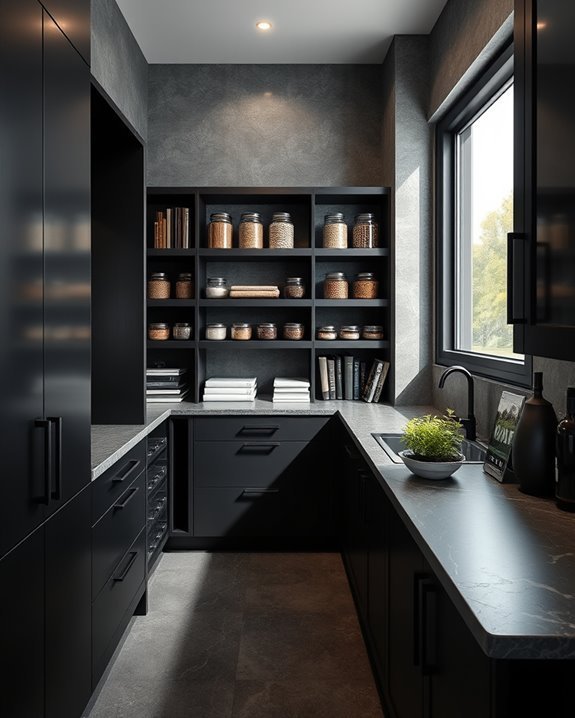 stylish black and gray pantry