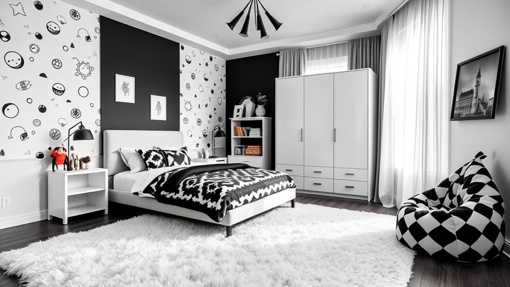 stylish black and white bedrooms