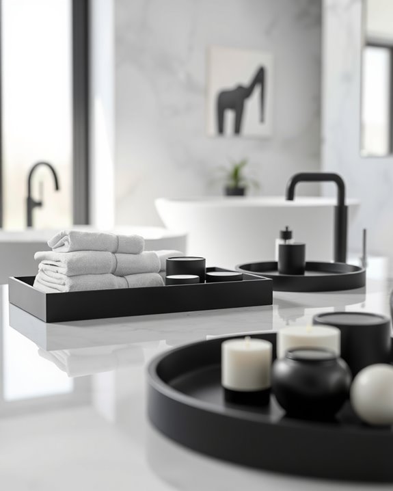stylish black and white trays