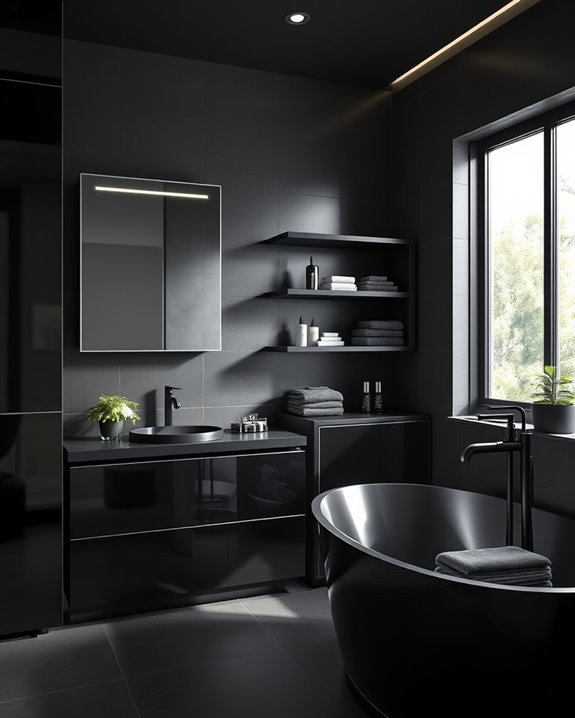 stylish black bathroom organization