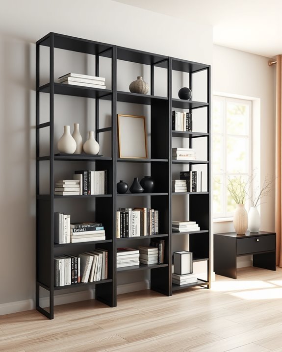 stylish black bookshelf decor