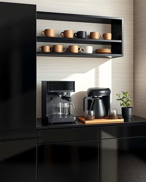 stylish black coffee station