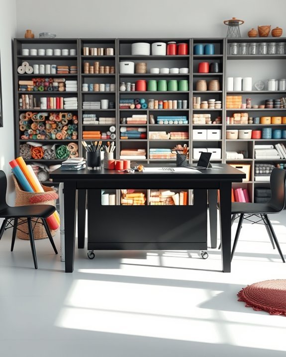 stylish black craft tables
