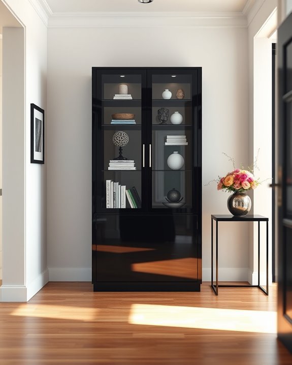 stylish black entryway cabinet