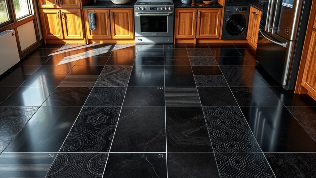 stylish black kitchen tiles