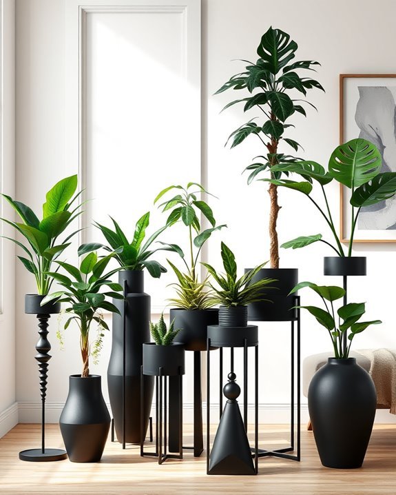 stylish black plant stands