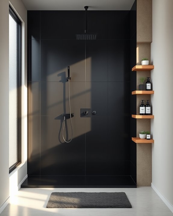 stylish black shower organization