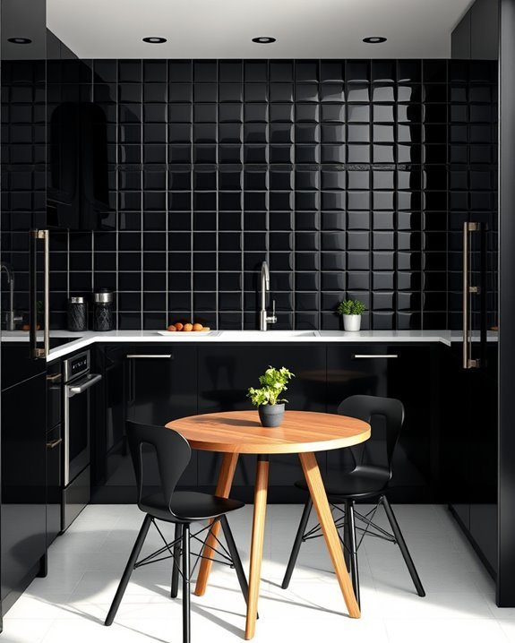stylish black tile feature