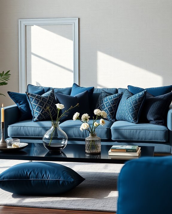 stylish blue and black pillows