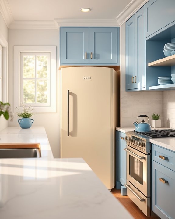 stylish blue and cream appliances