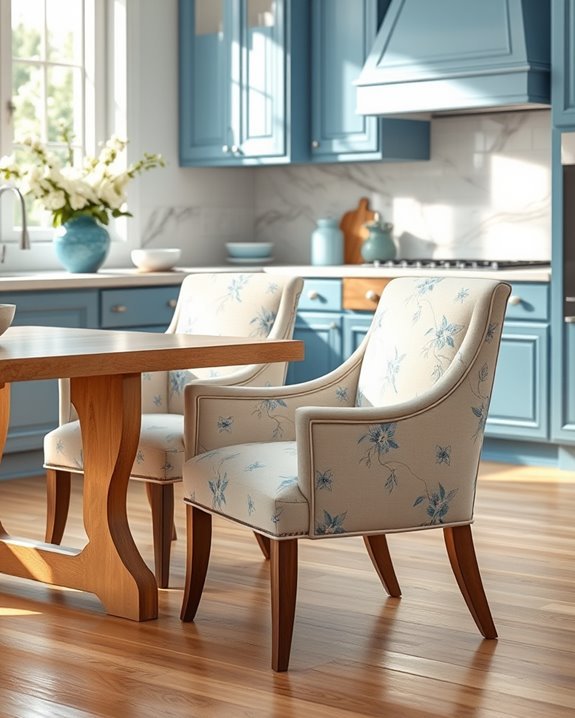 stylish blue and cream chairs