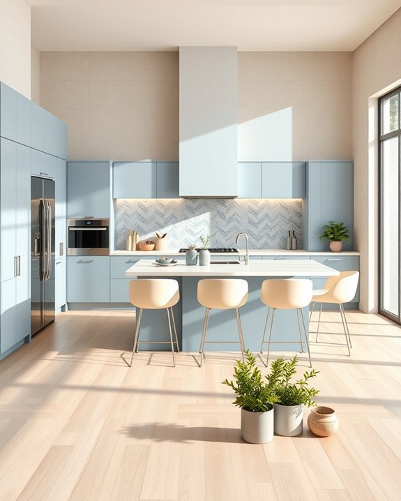 stylish blue cream kitchen