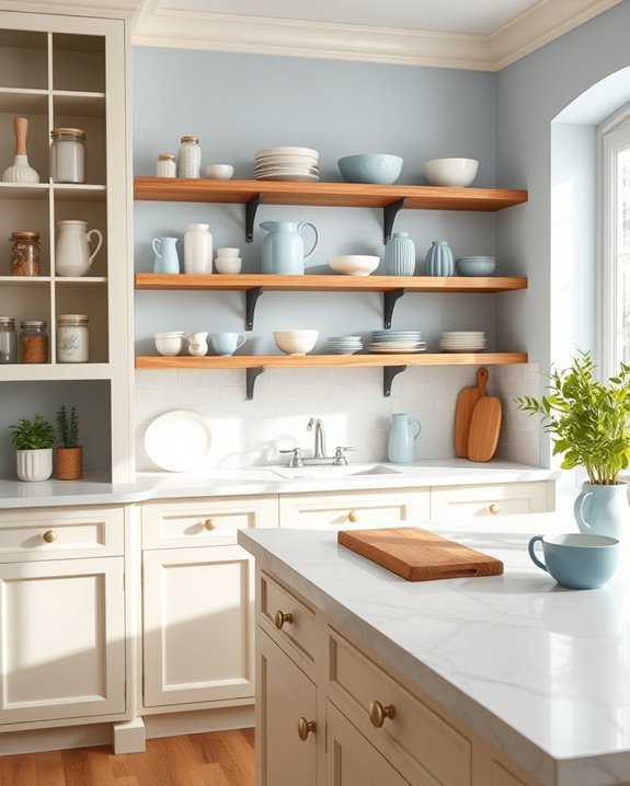 stylish blue cream shelving