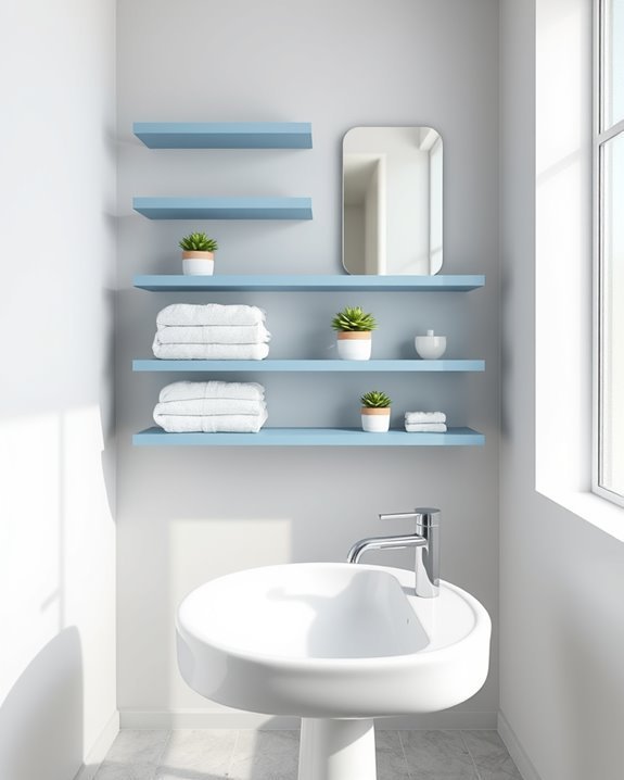 stylish blue wall shelves