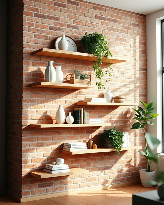 stylish brick shelving units