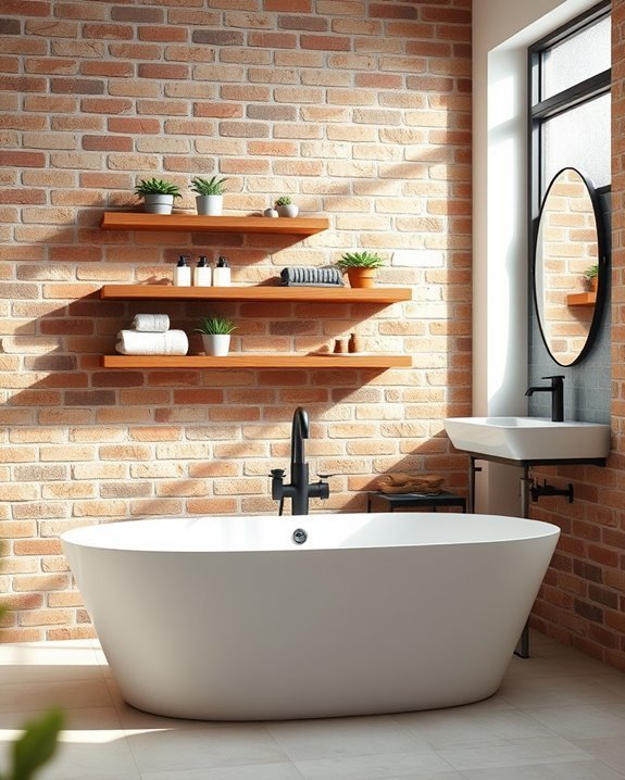 stylish brick wall shelves