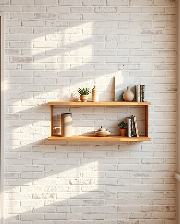 stylish brick wall shelving