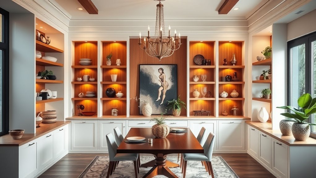 stylish built in dining shelves