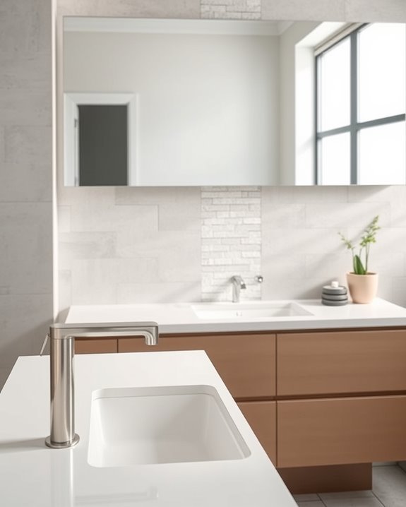 stylish concrete tile backsplash