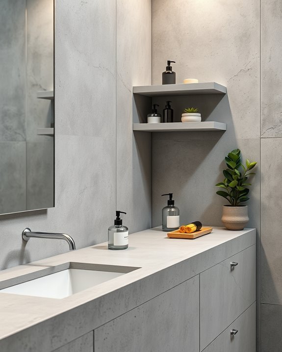 stylish concrete toiletries storage