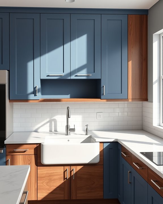 stylish contrasting cabinet colors