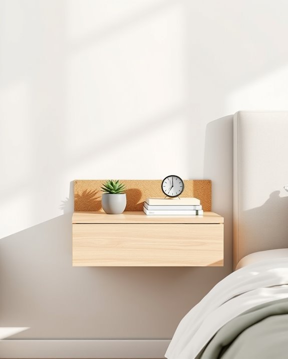 stylish corkboard floating nightstands
