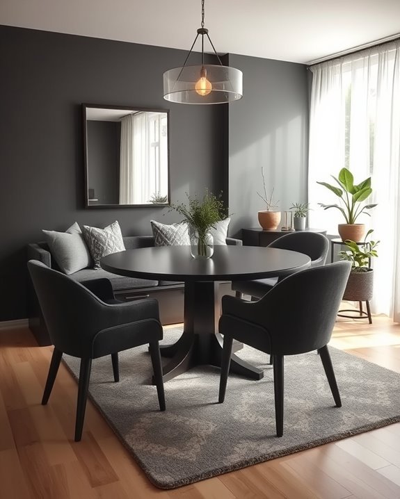 stylish dark grey dining nook