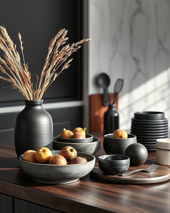 stylish dark kitchen accessories