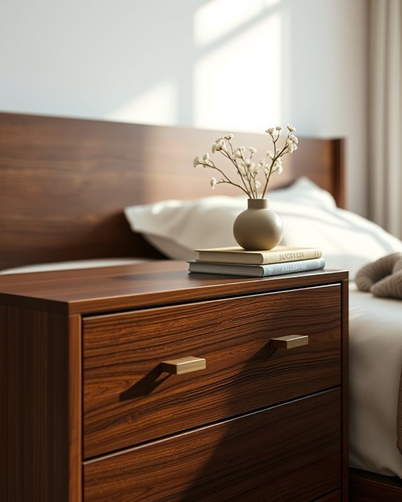 stylish dark wood bedside table