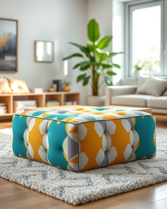 stylish fabric covered ottoman